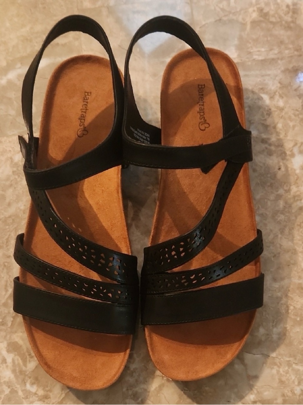 BareTraps Black and Tan Sandals